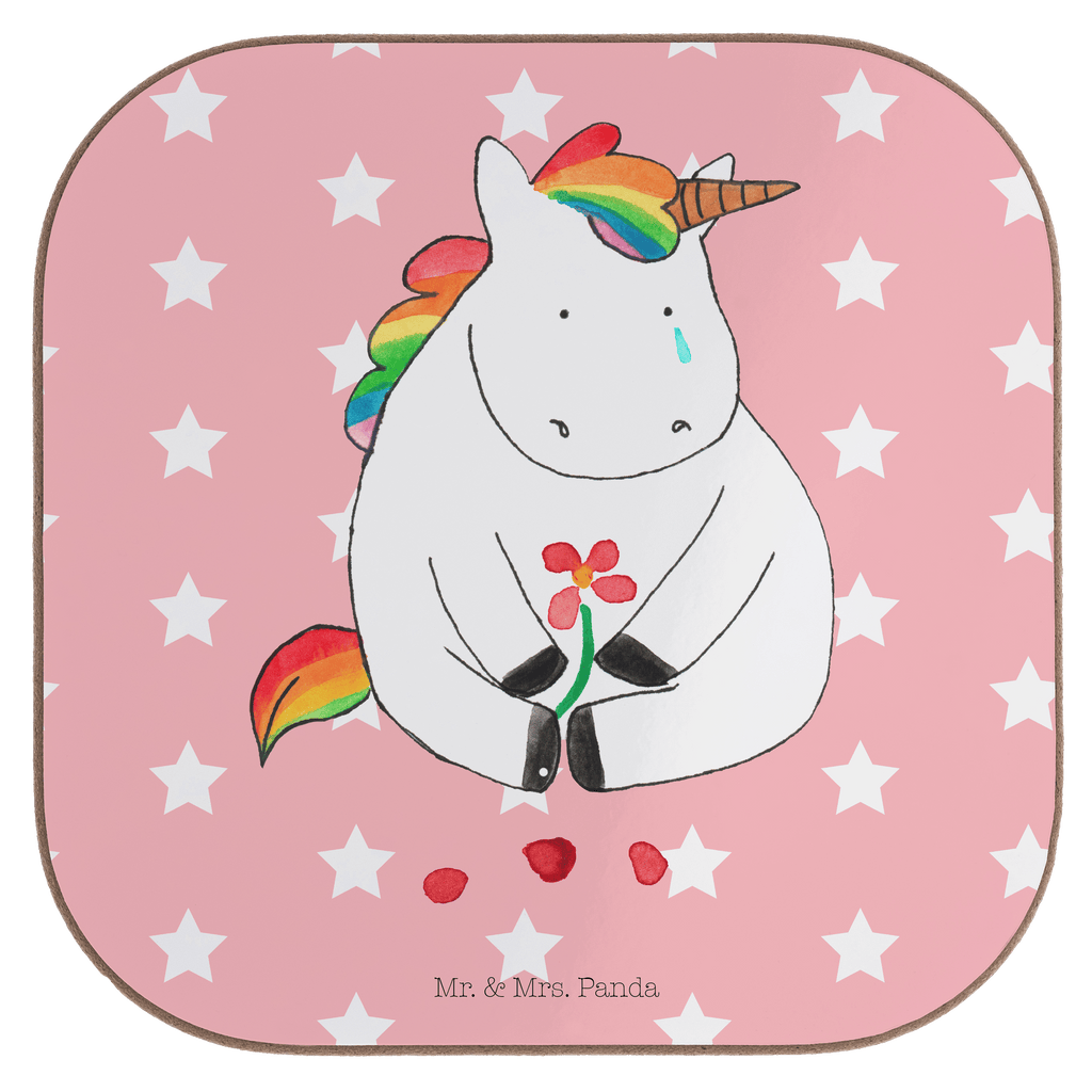 Quadratische Untersetzer Einhorn Traurig Bierdeckel, Glasuntersetzer, Untersetzer Gläser, Getränkeuntersetzer, Einhorn, Einhörner, Einhorn Deko, Pegasus, Unicorn, Glitzer, Trösten. Freundschaft, Freunde, Liebe, Trauer, Grußkarte, Blume