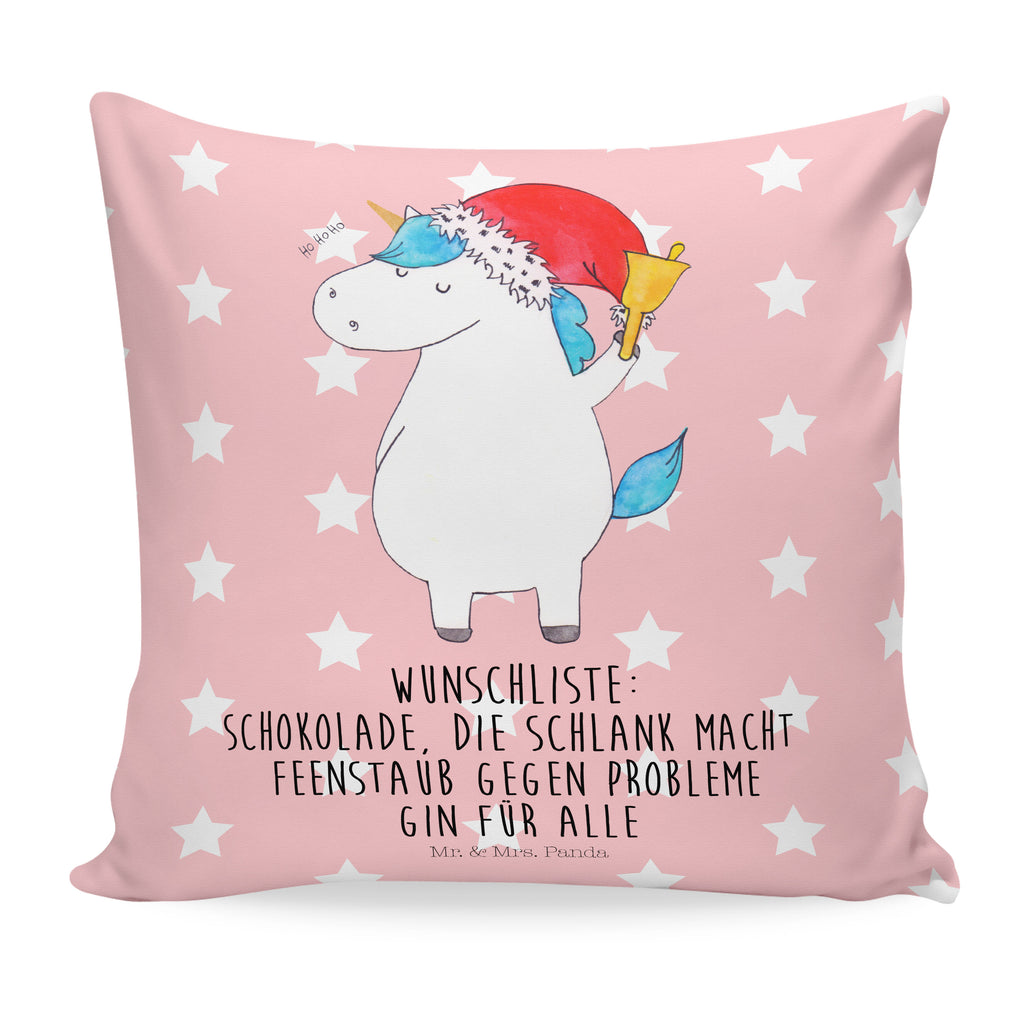 40x40 Kissen Einhorn Weihnachtsmann Kissenhülle, Kopfkissen, Sofakissen, Dekokissen, Motivkissen, Einhorn, Einhörner, Einhorn Deko, Pegasus, Unicorn, Gin, Schokolade, Schoki, Weihnachten, Weihnachtsmann, Nikolaus, Wunschzettel, Wunschliste, Feenstaub