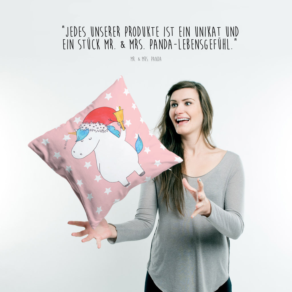 40x40 Kissen Einhorn Weihnachtsmann Kissenhülle, Kopfkissen, Sofakissen, Dekokissen, Motivkissen, Einhorn, Einhörner, Einhorn Deko, Pegasus, Unicorn, Gin, Schokolade, Schoki, Weihnachten, Weihnachtsmann, Nikolaus, Wunschzettel, Wunschliste, Feenstaub