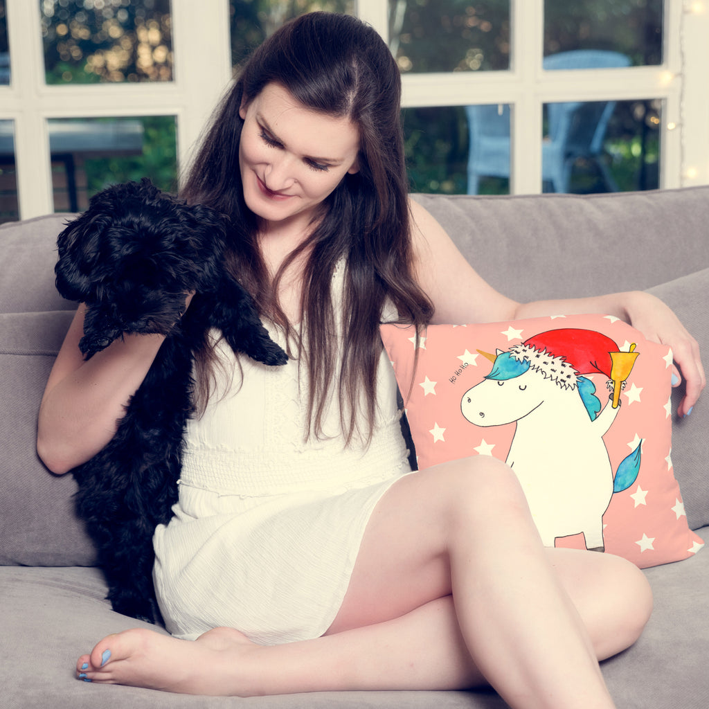 40x40 Kissen Einhorn Weihnachtsmann Kissenhülle, Kopfkissen, Sofakissen, Dekokissen, Motivkissen, Einhorn, Einhörner, Einhorn Deko, Pegasus, Unicorn, Gin, Schokolade, Schoki, Weihnachten, Weihnachtsmann, Nikolaus, Wunschzettel, Wunschliste, Feenstaub