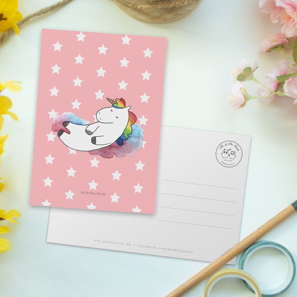 Postkarte Einhorn Wolke 7 Geschenkkarte, Grußkarte, Karte, Einladung, Ansichtskarte, Geburtstagskarte, Einladungskarte, Dankeskarte, Einhorn, Einhörner, Einhorn Deko, Pegasus, Unicorn, verliebt, Menschen, witzig, lustig, Geschenk, Glaube, Realität, Lächeln