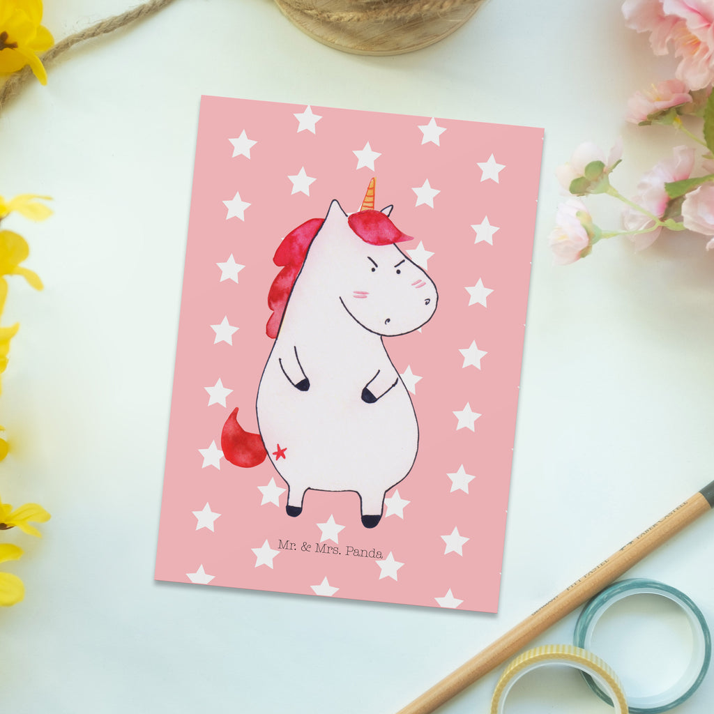 Postkarte Einhorn wütend Geschenkkarte, Grußkarte, Karte, Einladung, Ansichtskarte, Geburtstagskarte, Einladungskarte, Einhorn, Einhörner, Einhorn Deko, Pegasus, Unicorn, Realität, Ansage, lustlos, nein, Büro, Arbeit, wütend, dumme Fragen, lustig, Spaß, Geschenk