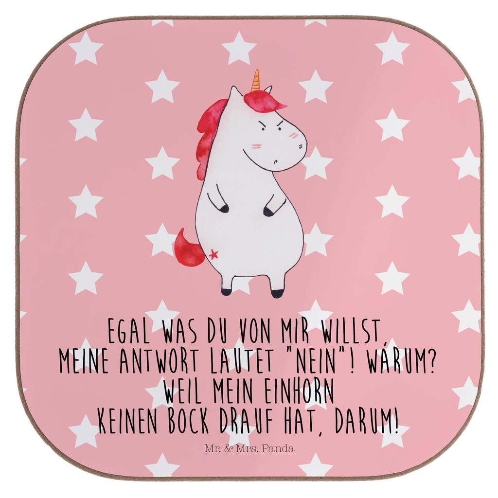 Quadratische Untersetzer Einhorn wütend Bierdeckel, Glasuntersetzer, Untersetzer Gläser, Getränkeuntersetzer, Einhorn, Einhörner, Einhorn Deko, Pegasus, Unicorn, Realität, Ansage, lustlos, nein, Büro, Arbeit, wütend, dumme Fragen, lustig, Spaß, Geschenk