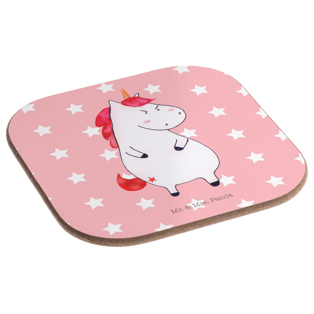 Quadratische Untersetzer Einhorn wütend Bierdeckel, Glasuntersetzer, Untersetzer Gläser, Getränkeuntersetzer, Einhorn, Einhörner, Einhorn Deko, Pegasus, Unicorn, Realität, Ansage, lustlos, nein, Büro, Arbeit, wütend, dumme Fragen, lustig, Spaß, Geschenk