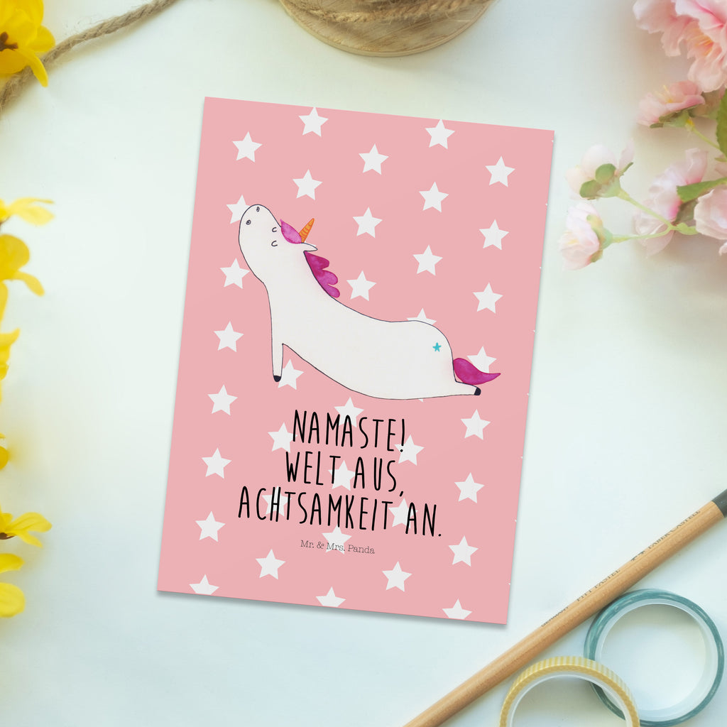 Postkarte Einhorn Yoga Geschenkkarte, Grußkarte, Karte, Einladung, Ansichtskarte, Geburtstagskarte, Einladungskarte, Dankeskarte, Einhorn, Einhörner, Einhorn Deko, Pegasus, Unicorn, Yoga, Namaste, Achtsamkeit, Entspannung, Joga, Yogamatte, Sport, lustig, witzig, süß