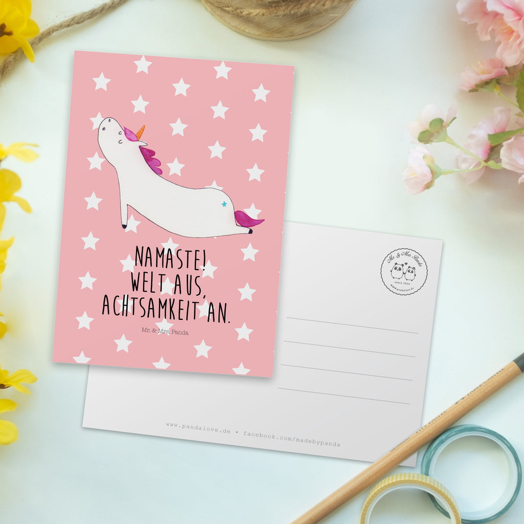 Postkarte Einhorn Yoga Geschenkkarte, Grußkarte, Karte, Einladung, Ansichtskarte, Geburtstagskarte, Einladungskarte, Dankeskarte, Einhorn, Einhörner, Einhorn Deko, Pegasus, Unicorn, Yoga, Namaste, Achtsamkeit, Entspannung, Joga, Yogamatte, Sport, lustig, witzig, süß