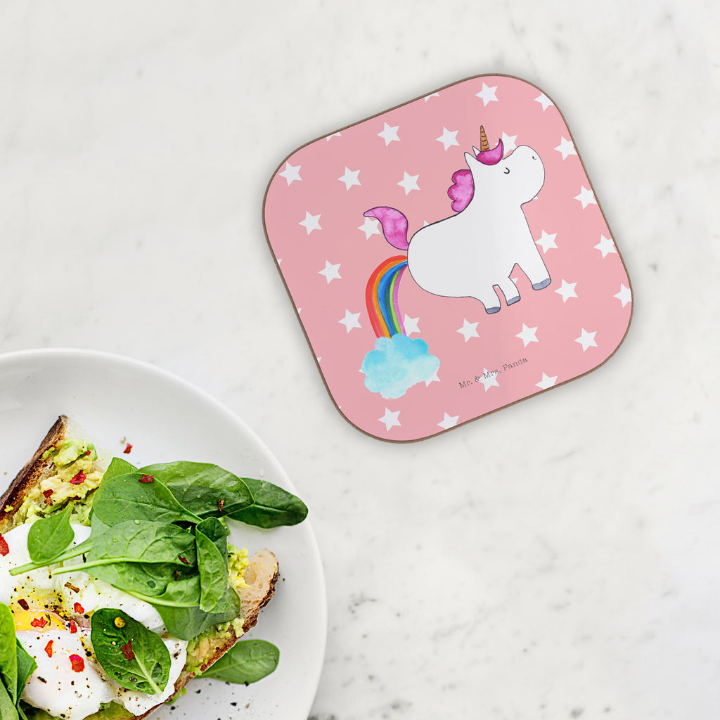 Quadratische Untersetzer Einhorn Pupsend Bierdeckel, Glasuntersetzer, Untersetzer Gläser, Getränkeuntersetzer, Einhorn, Einhörner, Einhorn Deko, Pegasus, Unicorn, Pups, Regenbogen, Glitzer, Einhornpower, Erwachsenwerden, Spaß, lustig, Freundin
