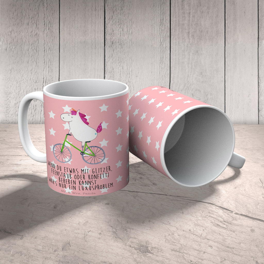 Tasse Einhorn Radfahrer Einhorn, Einhörner, Unicorn, Radfahren, Radfahrer, Rad, Bike, Feenstaub, Konfetti, Luxusproblem, Kummer, Liebeskummer Becher, Kaffeetasse, Kaffeebecher, Tee, Frühstück, Büro  Einhorn, Einhörner, Einhorn Deko, Pegasus, Unicorn