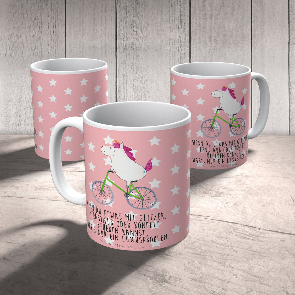 Tasse Einhorn Radfahrer Einhorn, Einhörner, Unicorn, Radfahren, Radfahrer, Rad, Bike, Feenstaub, Konfetti, Luxusproblem, Kummer, Liebeskummer Becher, Kaffeetasse, Kaffeebecher, Tee, Frühstück, Büro  Einhorn, Einhörner, Einhorn Deko, Pegasus, Unicorn