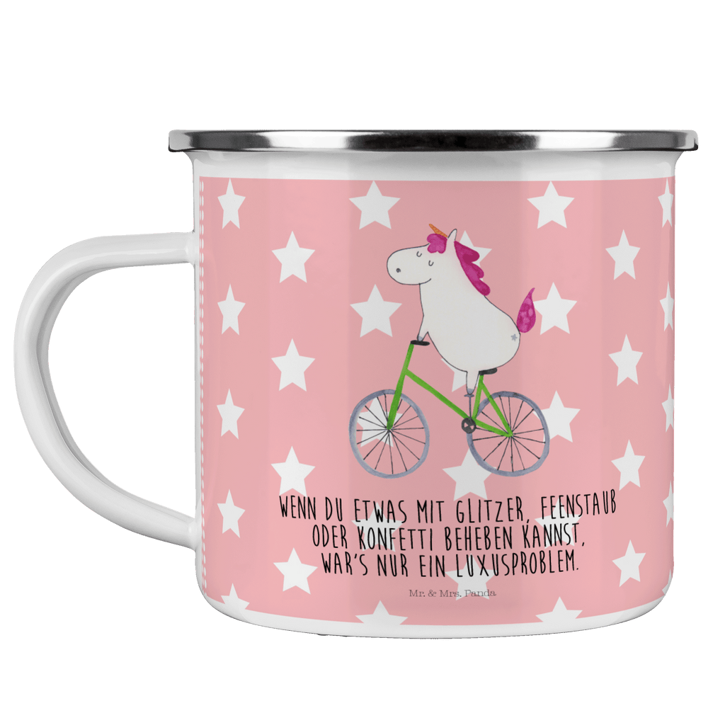 Camping Emaille Tasse Einhorn Radfahrer Campingtasse, Trinkbecher, Metalltasse, Outdoor Tasse, Emaille Trinkbecher, Blechtasse Outdoor, Emaille Campingbecher, Edelstahl Trinkbecher, Metalltasse für Camping, Kaffee Blechtasse, Camping Tasse Metall, Einhorn, Einhörner, Einhorn Deko, Pegasus, Unicorn, Radfahren, Radfahrer, Rad, Bike, Feenstaub, Konfetti, Luxusproblem, Kummer, Liebeskummer