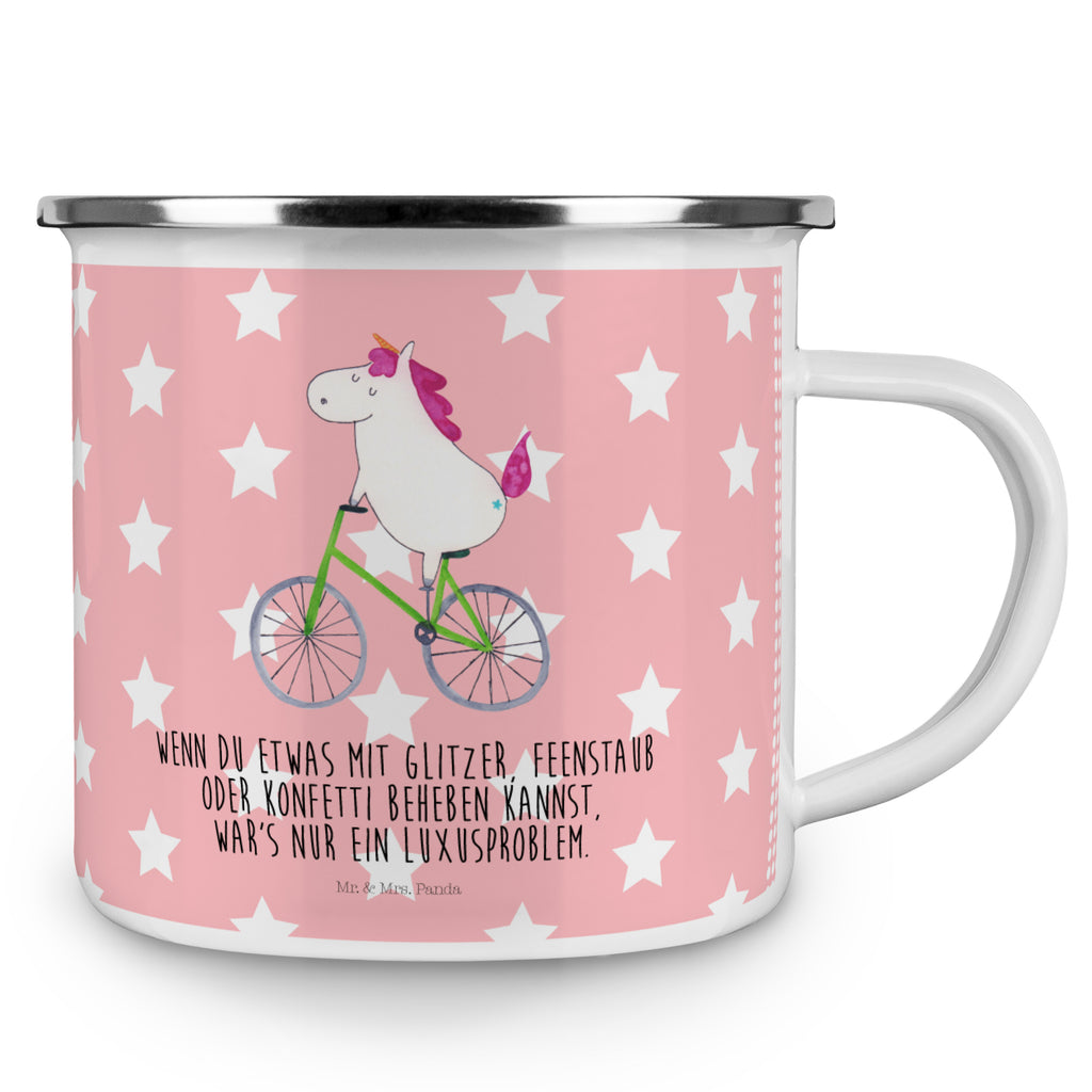 Camping Emaille Tasse Einhorn Radfahrer Campingtasse, Trinkbecher, Metalltasse, Outdoor Tasse, Emaille Trinkbecher, Blechtasse Outdoor, Emaille Campingbecher, Edelstahl Trinkbecher, Metalltasse für Camping, Kaffee Blechtasse, Camping Tasse Metall, Einhorn, Einhörner, Einhorn Deko, Pegasus, Unicorn, Radfahren, Radfahrer, Rad, Bike, Feenstaub, Konfetti, Luxusproblem, Kummer, Liebeskummer
