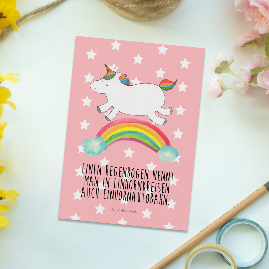 Postkarte Einhorn Regenbogen Geschenkkarte, Grußkarte, Karte, Einladung, Ansichtskarte, Geburtstagskarte, Einladungskarte, Dankeskarte, Einhorn, Einhörner, Einhorn Deko, Pegasus, Unicorn, Regenbogen, Glitzer, Einhornpower, Erwachsenwerden, Einhornautobahn