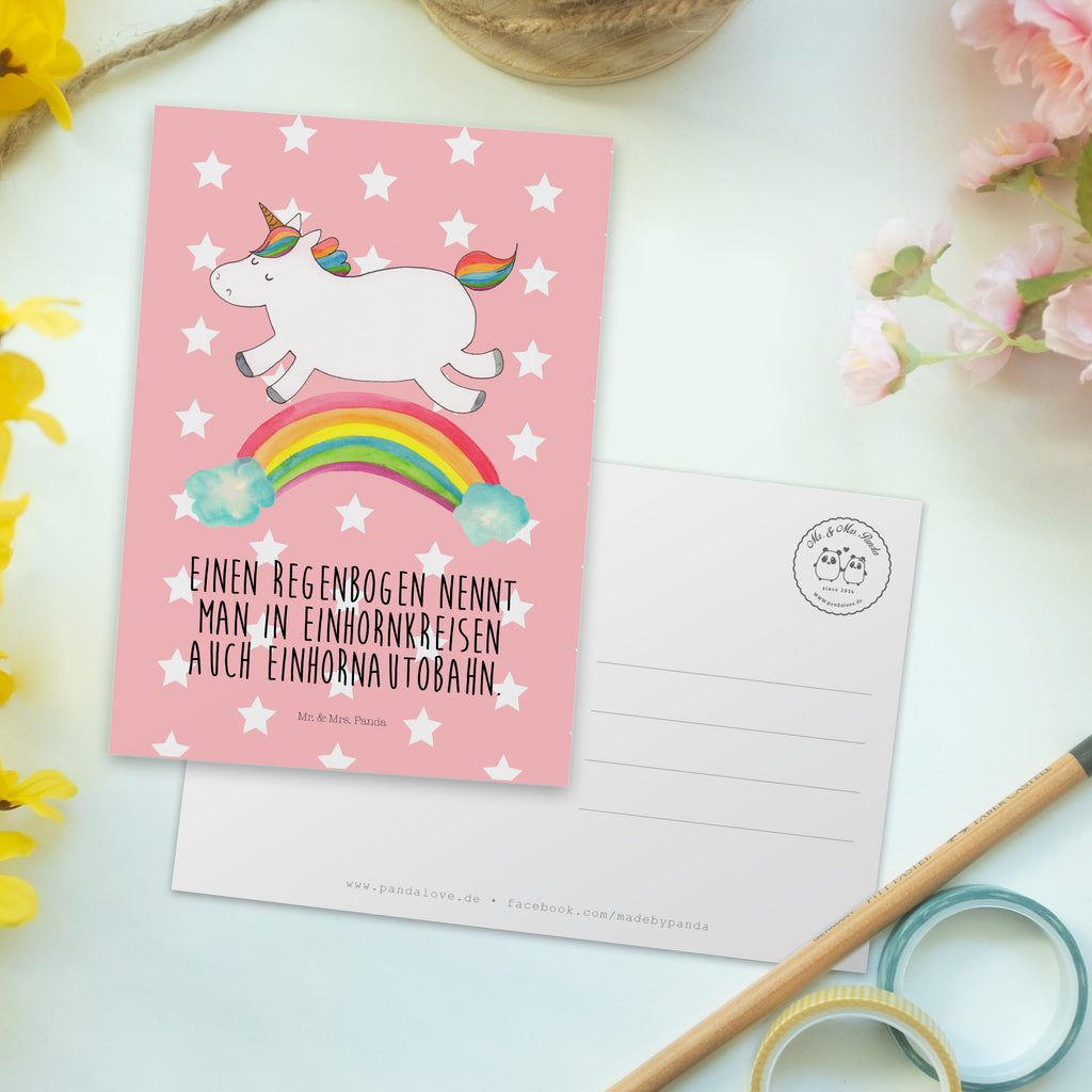 Postkarte Einhorn Regenbogen Geschenkkarte, Grußkarte, Karte, Einladung, Ansichtskarte, Geburtstagskarte, Einladungskarte, Dankeskarte, Einhorn, Einhörner, Einhorn Deko, Pegasus, Unicorn, Regenbogen, Glitzer, Einhornpower, Erwachsenwerden, Einhornautobahn