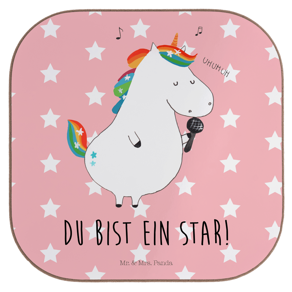 Quadratische Untersetzer Einhorn Sänger Bierdeckel, Glasuntersetzer, Untersetzer Gläser, Getränkeuntersetzer, Einhorn, Einhörner, Einhorn Deko, Pegasus, Unicorn, Glitzer, Konfetti, Party, Geburtstag, Feier, Fest, Disco, Sängerin, Sänger, Freundin