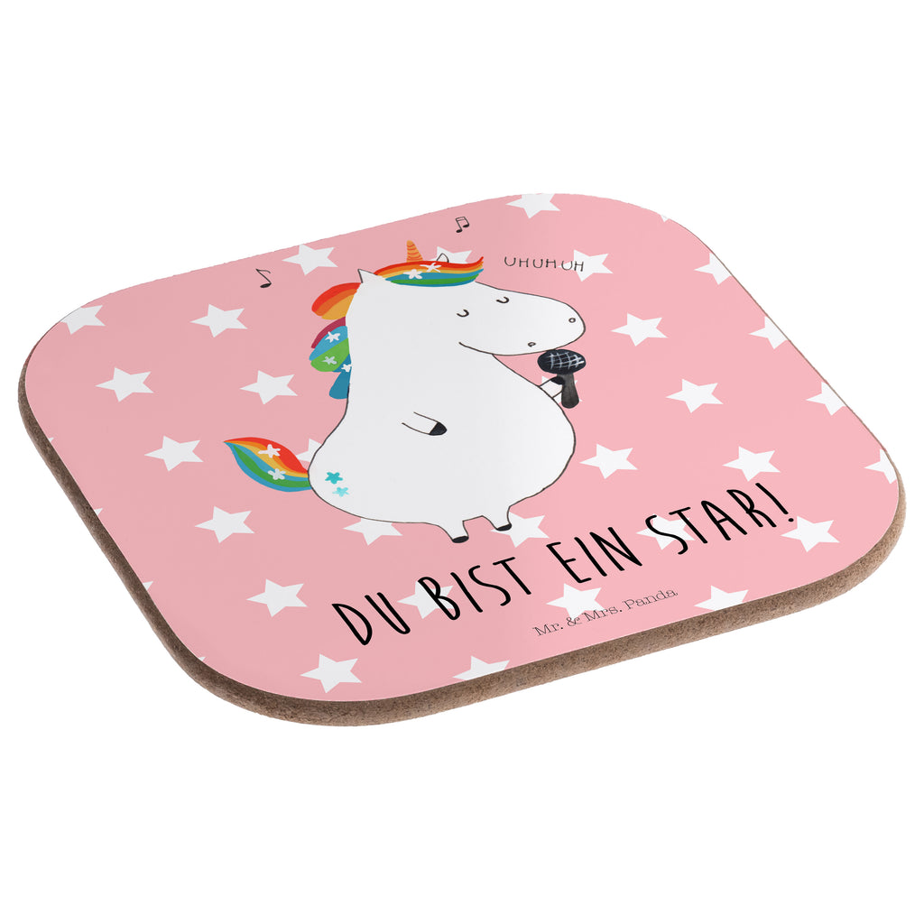 Quadratische Untersetzer Einhorn Sänger Bierdeckel, Glasuntersetzer, Untersetzer Gläser, Getränkeuntersetzer, Einhorn, Einhörner, Einhorn Deko, Pegasus, Unicorn, Glitzer, Konfetti, Party, Geburtstag, Feier, Fest, Disco, Sängerin, Sänger, Freundin