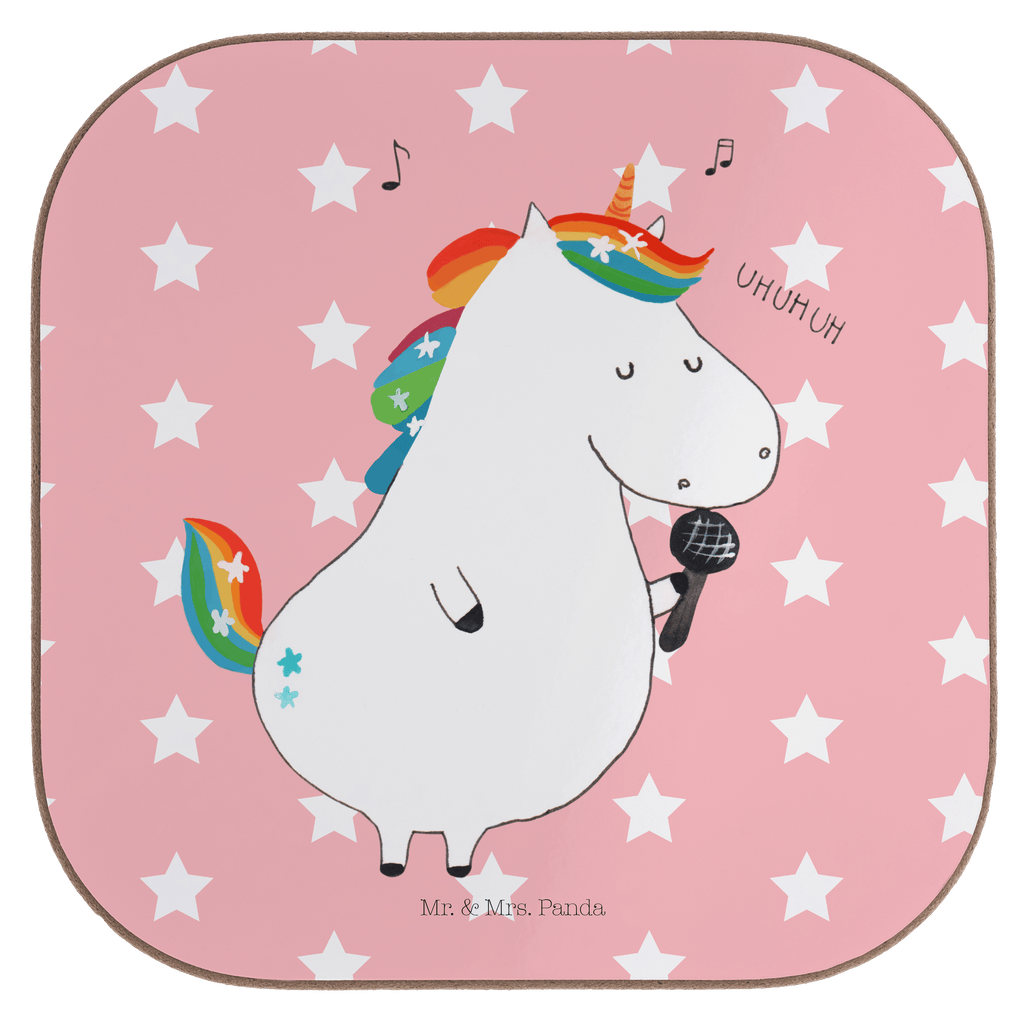 Quadratische Untersetzer Einhorn Sänger Bierdeckel, Glasuntersetzer, Untersetzer Gläser, Getränkeuntersetzer, Einhorn, Einhörner, Einhorn Deko, Pegasus, Unicorn, Glitzer, Konfetti, Party, Geburtstag, Feier, Fest, Disco, Sängerin, Sänger, Freundin