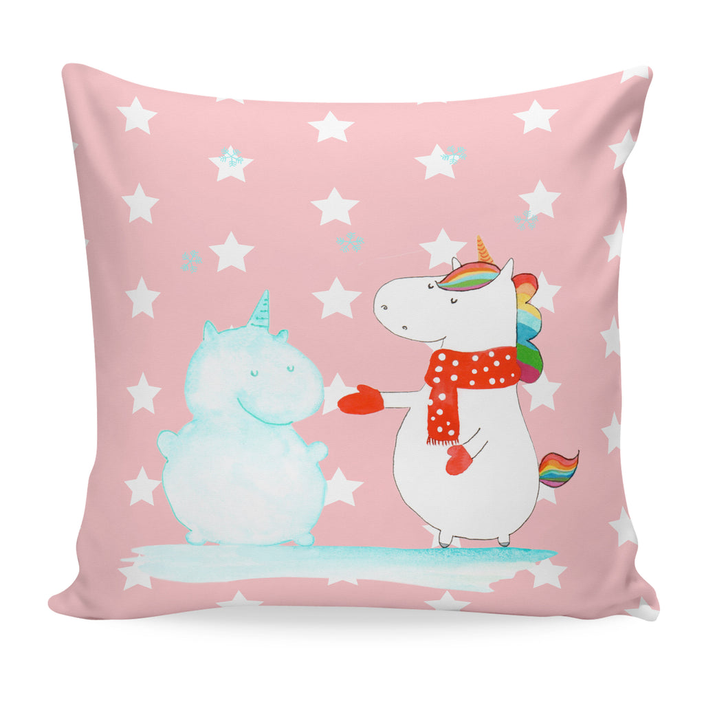 40x40 Kissen Einhorn Schneemann Kissenhülle, Kopfkissen, Sofakissen, Dekokissen, Motivkissen, Einhorn, Einhörner, Einhorn Deko, Pegasus, Unicorn, Schneemann, Winter, Schnee, Kuchen, Weihnachten, kalt, Mütze, Handschuhe, X-Mas