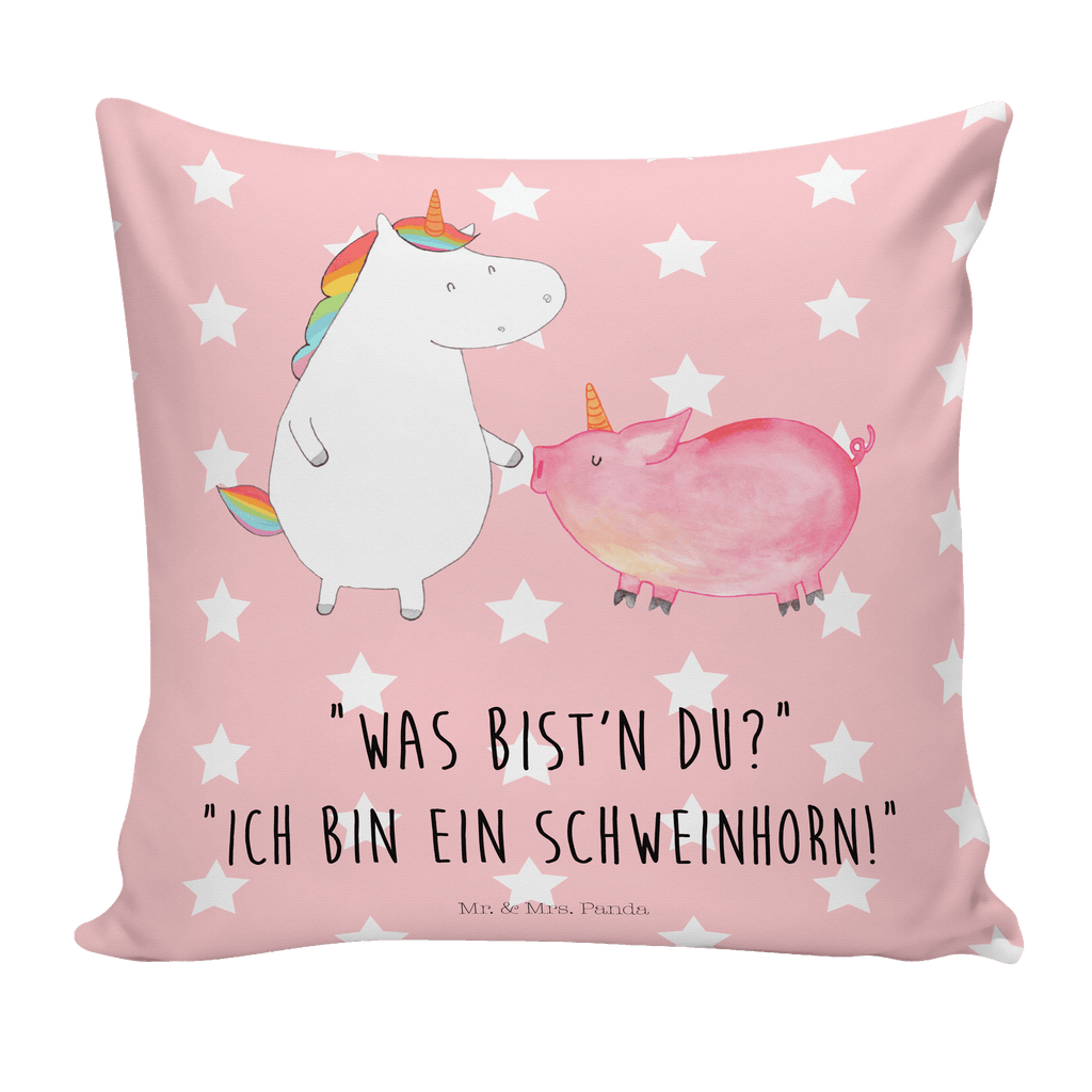 40x40 Kissen Einhorn + Schweinhorn Kissenhülle, Kopfkissen, Sofakissen, Dekokissen, Motivkissen, Einhorn, Einhörner, Einhorn Deko, Pegasus, Unicorn, Freundschaft, Schweinhorn, Schwein, Freundin, Schweinchen