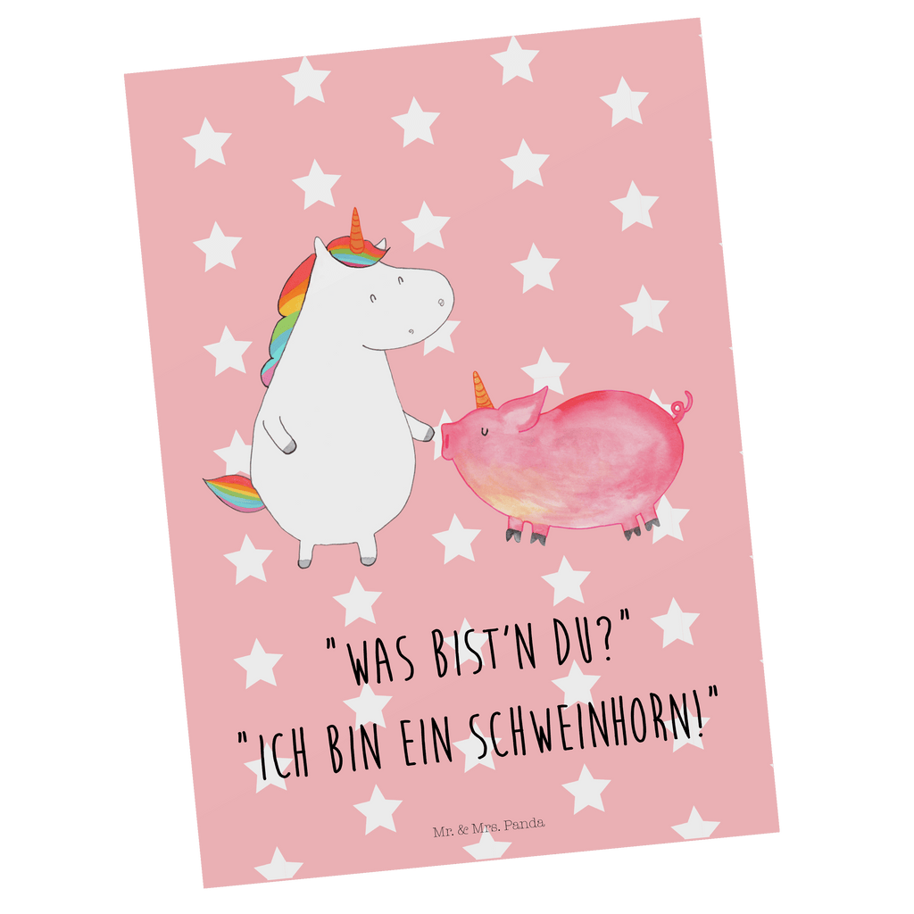 Postkarte Einhorn + Schweinhorn Geschenkkarte, Grußkarte, Karte, Einladung, Ansichtskarte, Geburtstagskarte, Einladungskarte, Einhorn, Einhörner, Einhorn Deko, Pegasus, Unicorn, Freundschaft, Schweinhorn, Schwein, Freundin, Schweinchen
