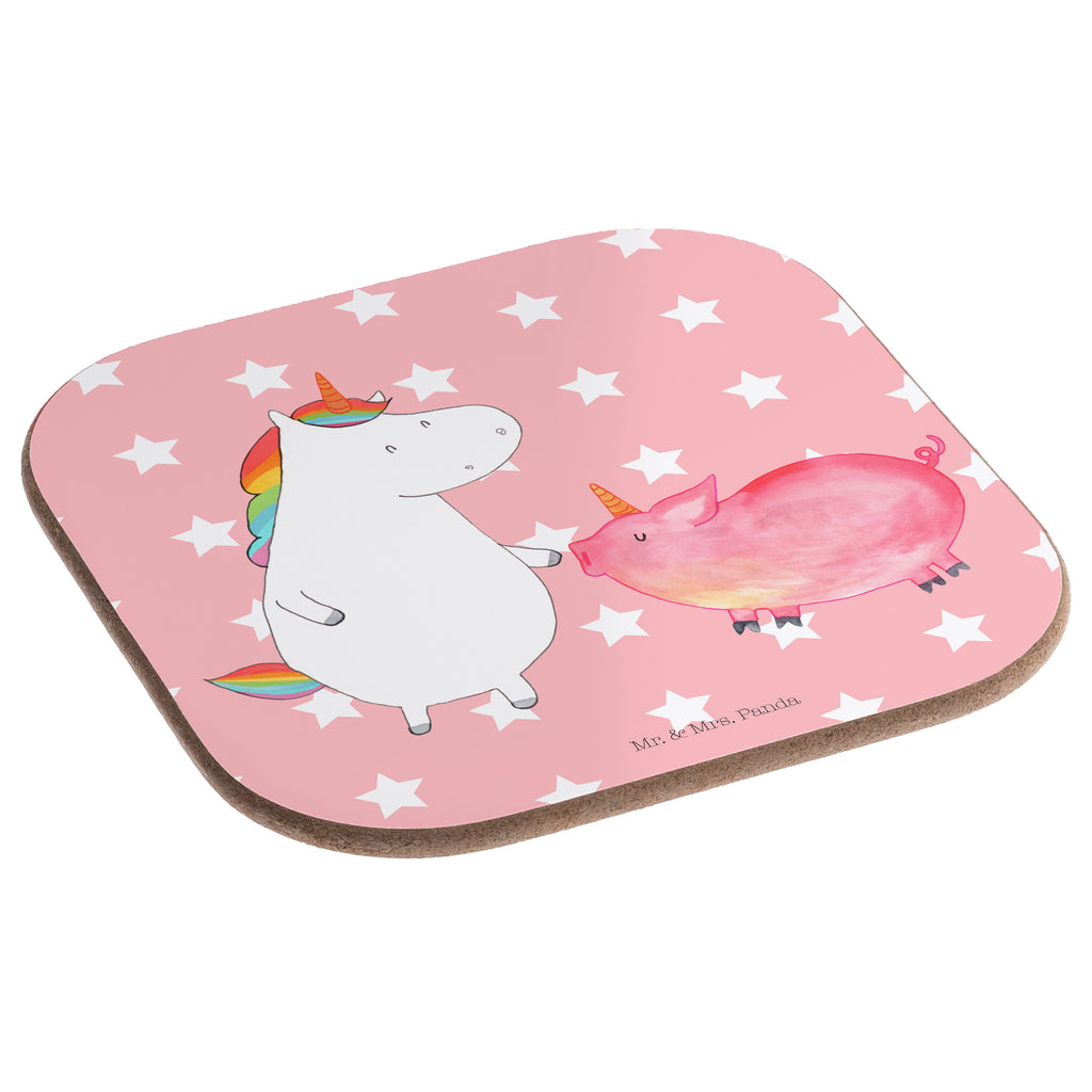 Quadratische Untersetzer Einhorn + Schweinhorn Bierdeckel, Glasuntersetzer, Untersetzer Gläser, Getränkeuntersetzer, Einhorn, Einhörner, Einhorn Deko, Pegasus, Unicorn, Freundschaft, Schweinhorn, Schwein, Freundin, Schweinchen