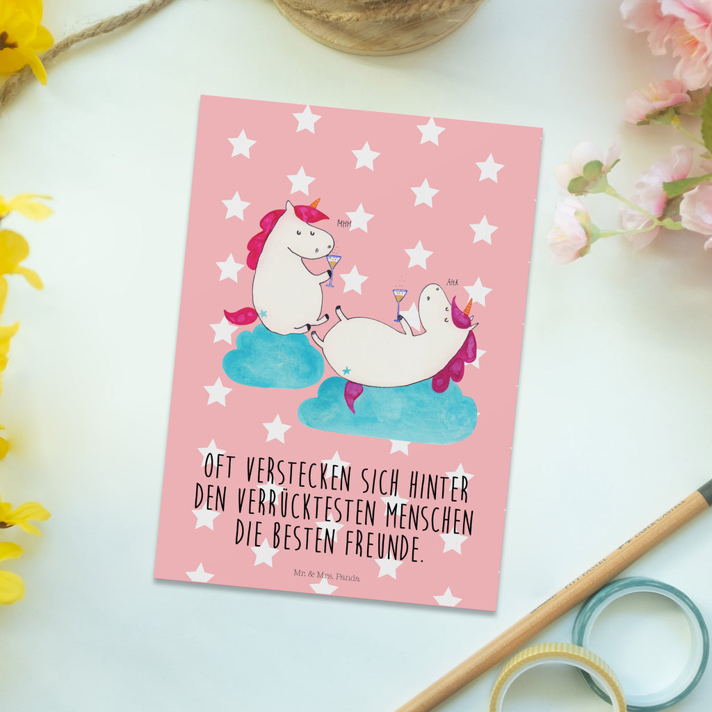 Postkarte Einhörner Sekt Geschenkkarte, Grußkarte, Karte, Einladung, Ansichtskarte, Geburtstagskarte, Einladungskarte, Einhorn, Einhörner, Einhorn Deko, Pegasus, Unicorn, Freundinnen, Freundin, BFF, Sekt, Mädelsabend, Spaß, Party, Korken, Anstoßen, Beste