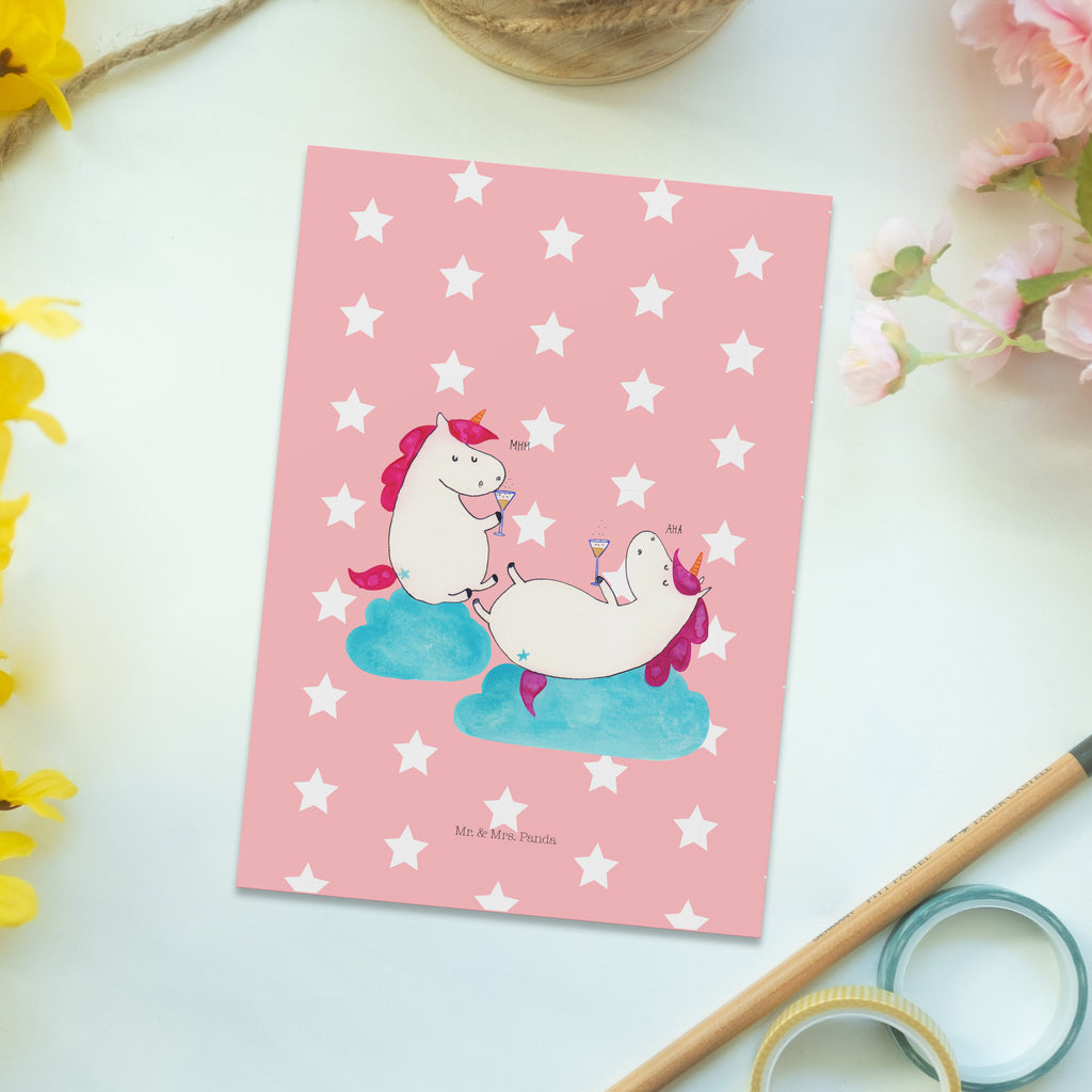 Postkarte Einhörner Sekt Geschenkkarte, Grußkarte, Karte, Einladung, Ansichtskarte, Geburtstagskarte, Einladungskarte, Einhorn, Einhörner, Einhorn Deko, Pegasus, Unicorn, Freundinnen, Freundin, BFF, Sekt, Mädelsabend, Spaß, Party, Korken, Anstoßen, Beste