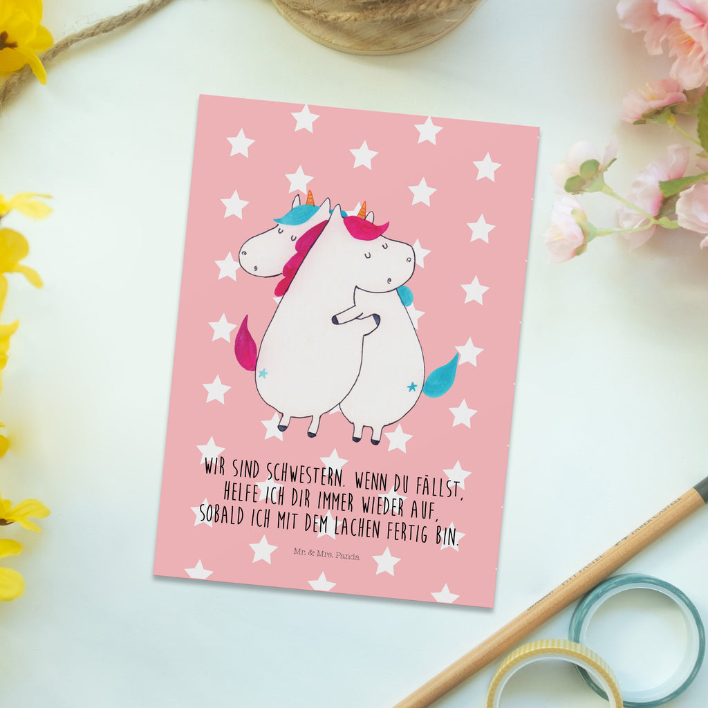Postkarte Einhörner Umarmen Geschenkkarte, Grußkarte, Karte, Einladung, Ansichtskarte, Geburtstagskarte, Einladungskarte, Einhorn, Einhörner, Einhorn Deko, Pegasus, Unicorn, Freundinnen, Freundin, BFF, Schwester, Schwestern, Familie, Geschwister, Sister, Liebe