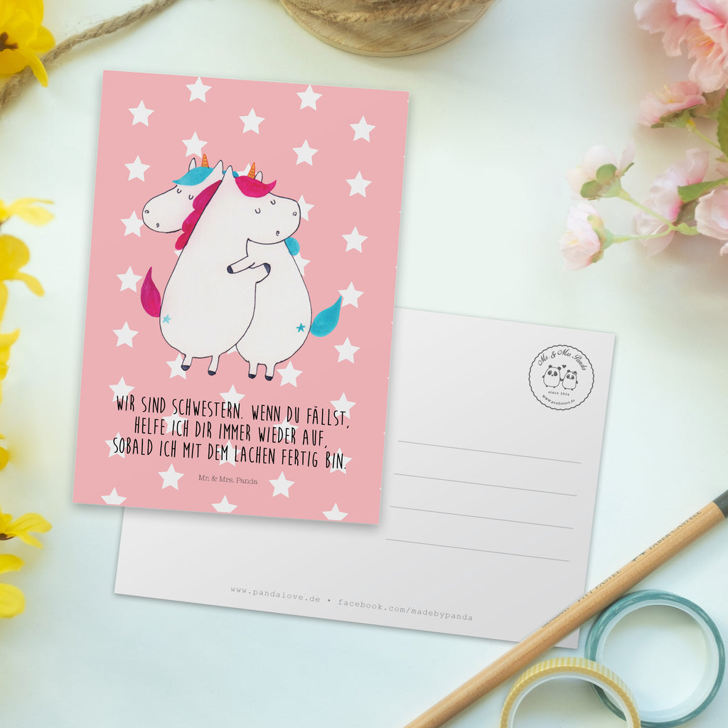 Postkarte Einhörner Umarmen Geschenkkarte, Grußkarte, Karte, Einladung, Ansichtskarte, Geburtstagskarte, Einladungskarte, Einhorn, Einhörner, Einhorn Deko, Pegasus, Unicorn, Freundinnen, Freundin, BFF, Schwester, Schwestern, Familie, Geschwister, Sister, Liebe
