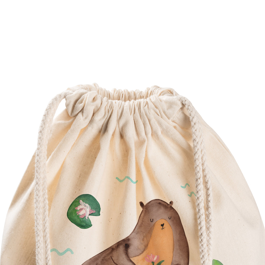 Sportbeutel Otter mit Seerose Turnbeutel, Beutel, Sporttasche, Tasche, Stoffbeutel, Otter, Fischotter, Seeotter, Otter Seeotter See Otter