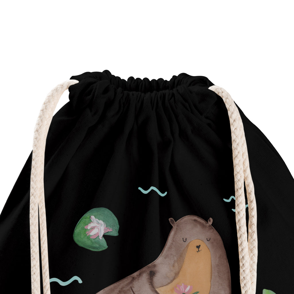 Sportbeutel Otter mit Seerose Turnbeutel, Beutel, Sporttasche, Tasche, Stoffbeutel, Otter, Fischotter, Seeotter, Otter Seeotter See Otter