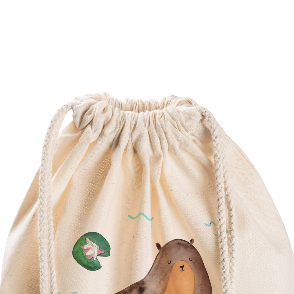 Sportbeutel Otter mit Seerose Turnbeutel, Beutel, Sporttasche, Tasche, Stoffbeutel, Otter, Fischotter, Seeotter, Otter Seeotter See Otter
