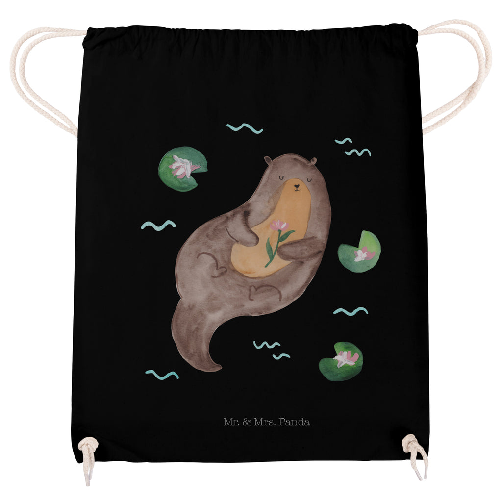Sportbeutel Otter mit Seerose Turnbeutel, Beutel, Sporttasche, Tasche, Stoffbeutel, Otter, Fischotter, Seeotter, Otter Seeotter See Otter
