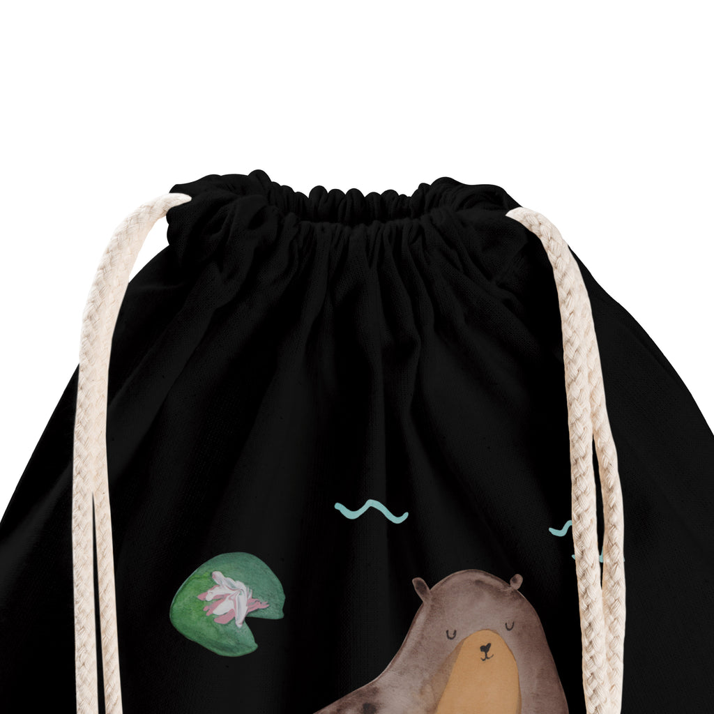 Sportbeutel Otter mit Seerose Turnbeutel, Beutel, Sporttasche, Tasche, Stoffbeutel, Otter, Fischotter, Seeotter, Otter Seeotter See Otter