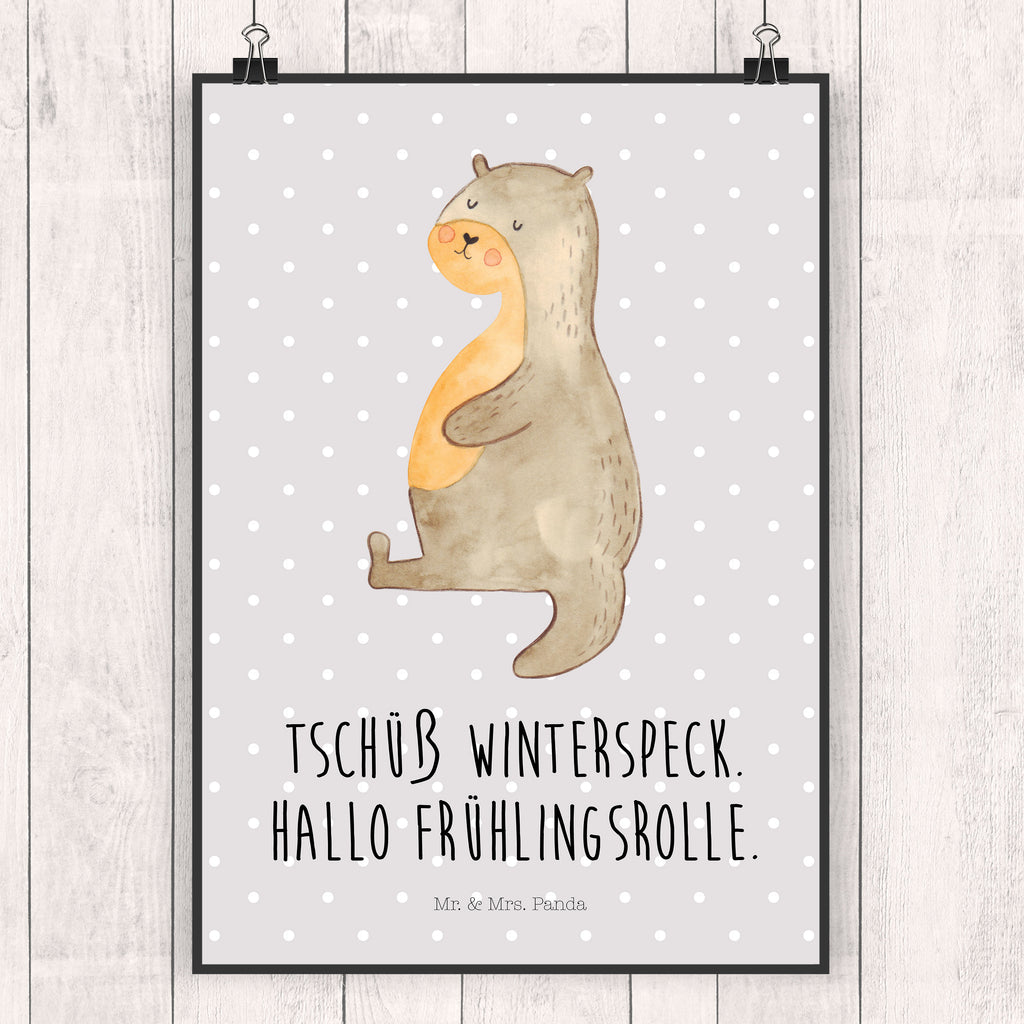 Poster Otter Bauch Poster, Wandposter, Bild, Wanddeko, Küchenposter, Kinderposter, Wanddeko Bild, Raumdekoration, Wanddekoration, Handgemaltes Poster, Mr. & Mrs. Panda Poster, Designposter, Kunstdruck, Posterdruck, Otter, Fischotter, Seeotter, Otter Seeotter See Otter