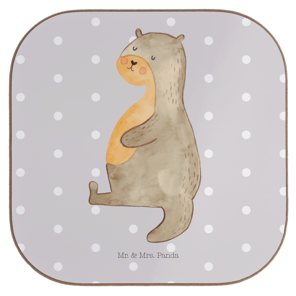 Quadratische Untersetzer Otter Bauch Bierdeckel, Glasuntersetzer, Untersetzer Gläser, Getränkeuntersetzer, Otter, Fischotter, Seeotter, Otter Seeotter See Otter
