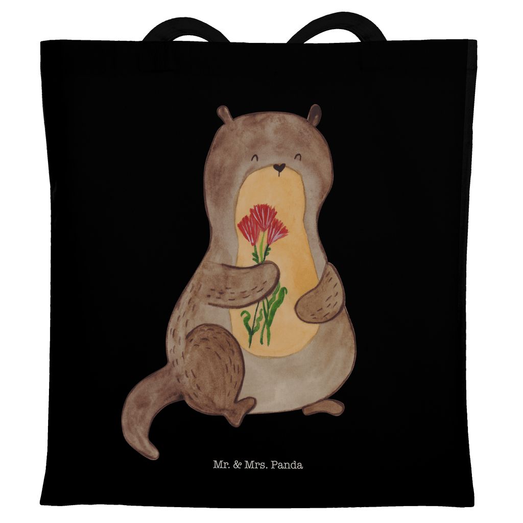 Tragetasche Otter Blumenstrauß Beuteltasche, Beutel, Einkaufstasche, Jutebeutel, Stoffbeutel, Otter, Fischotter, Seeotter, Otter Seeotter See Otter