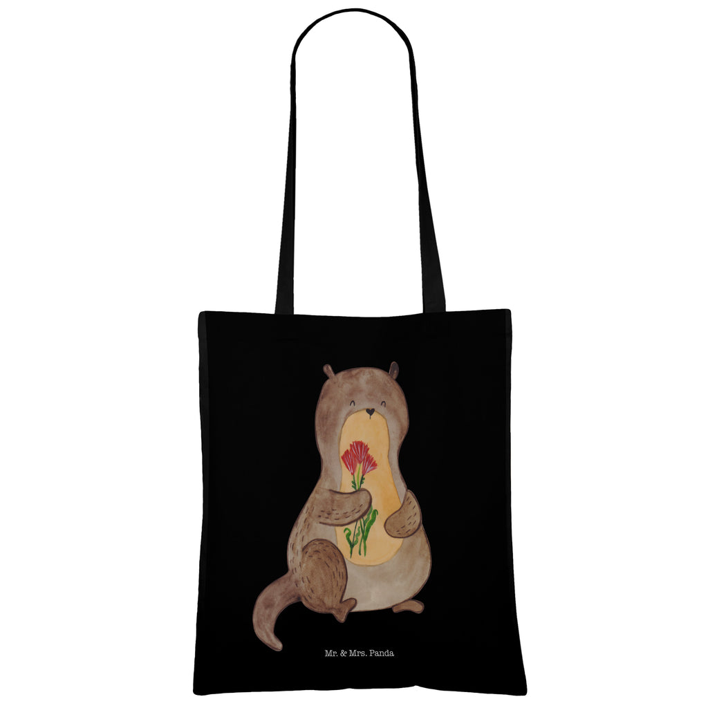 Tragetasche Otter Blumenstrauß Beuteltasche, Beutel, Einkaufstasche, Jutebeutel, Stoffbeutel, Otter, Fischotter, Seeotter, Otter Seeotter See Otter