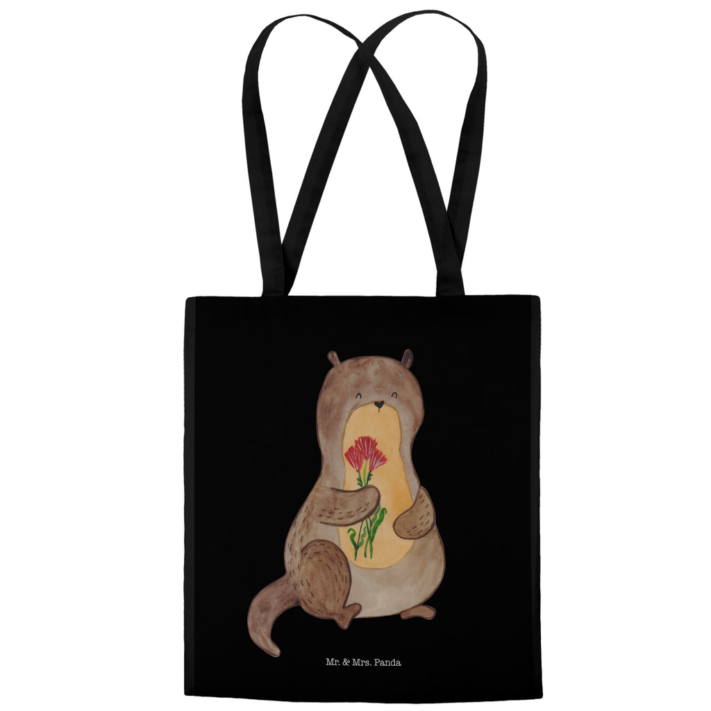 Tragetasche Otter Blumenstrauß Beuteltasche, Beutel, Einkaufstasche, Jutebeutel, Stoffbeutel, Otter, Fischotter, Seeotter, Otter Seeotter See Otter