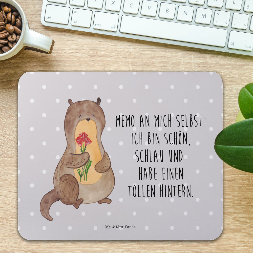 Mauspad Otter Blumenstrauß Mousepad, Computer zubehör, Büroausstattung, PC Zubehör, Arbeitszimmer, Mauspad, Einzigartiges Mauspad, Designer Mauspad, Otter, Fischotter, Seeotter, Otter Seeotter See Otter