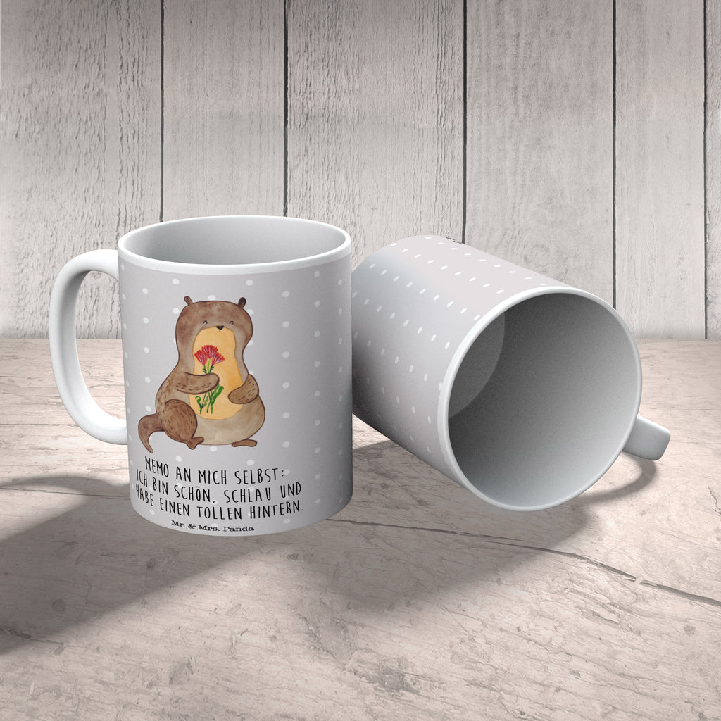 Tasse Otter Blumenstrauß Otter Seeotter See Otter Becher, Kaffeetasse, Kaffeebecher, Tee, Frühstück, Büro  Otter,  Fischotter,  Seeotter