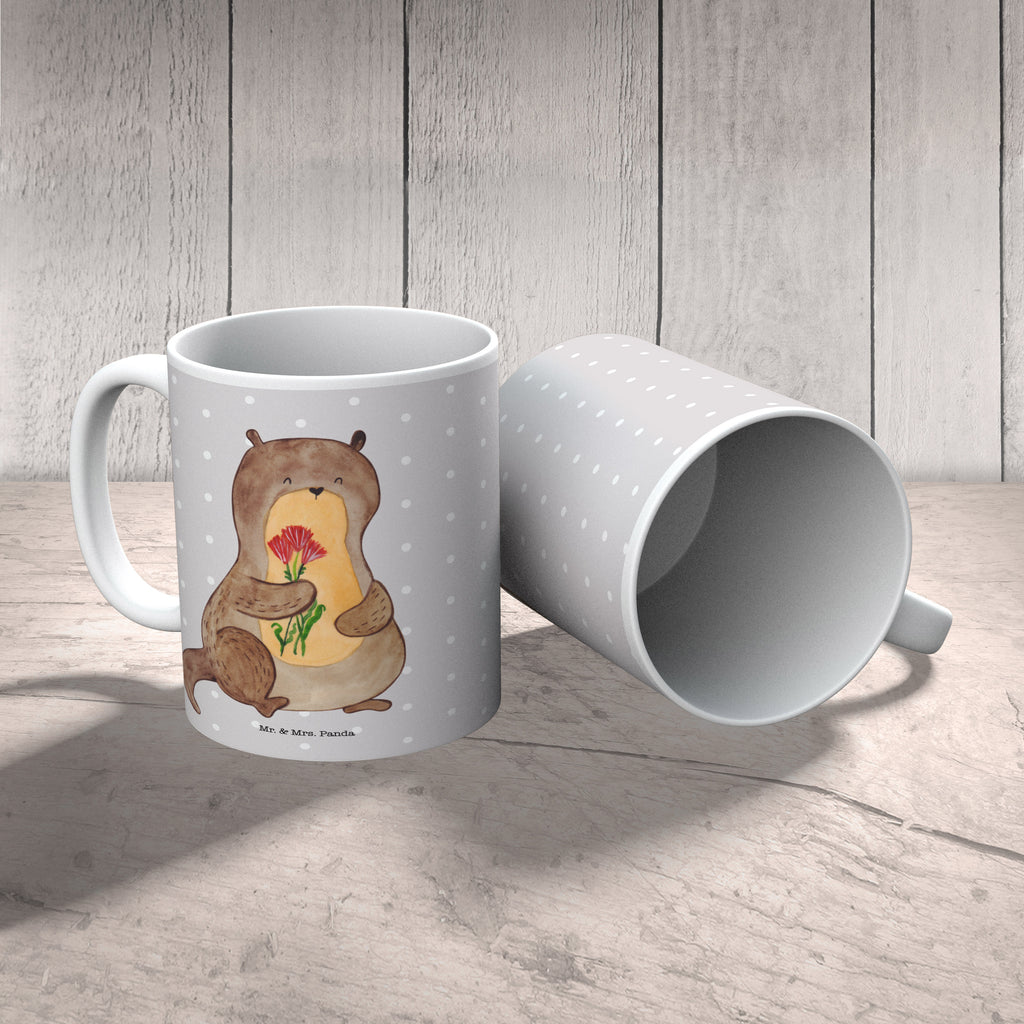 Tasse Otter Blumenstrauß Otter Seeotter See Otter Becher, Kaffeetasse, Kaffeebecher, Tee, Frühstück, Büro  Otter,  Fischotter,  Seeotter