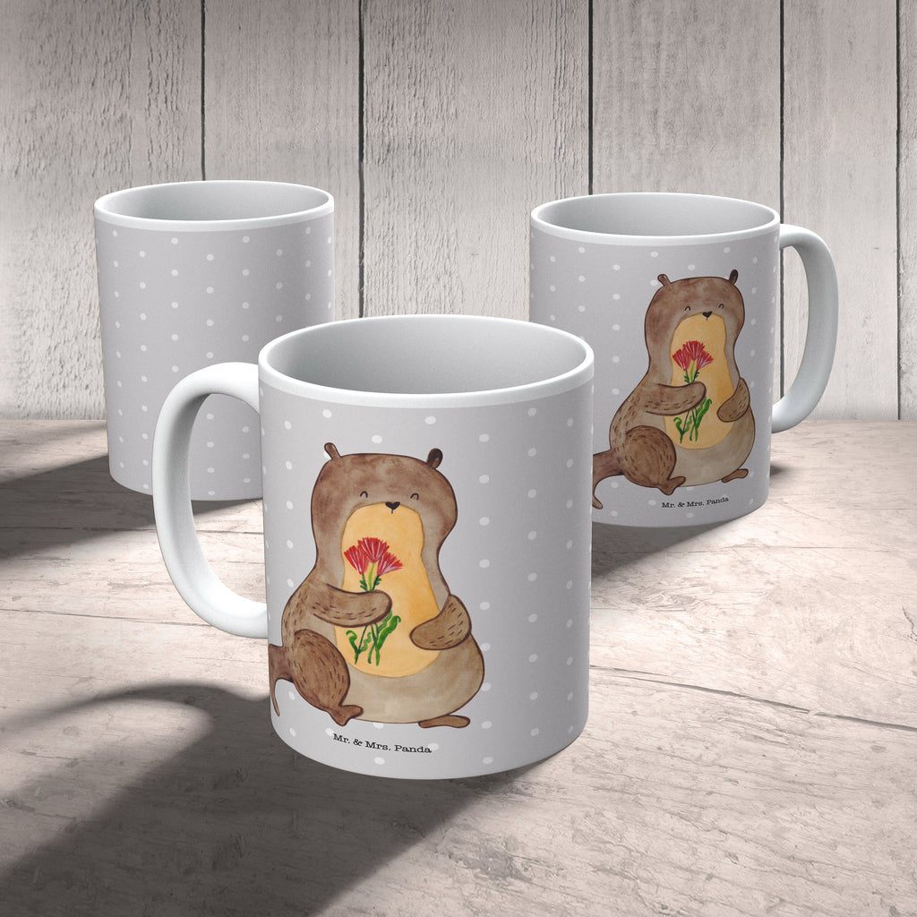 Tasse Otter Blumenstrauß Otter Seeotter See Otter Becher, Kaffeetasse, Kaffeebecher, Tee, Frühstück, Büro  Otter,  Fischotter,  Seeotter
