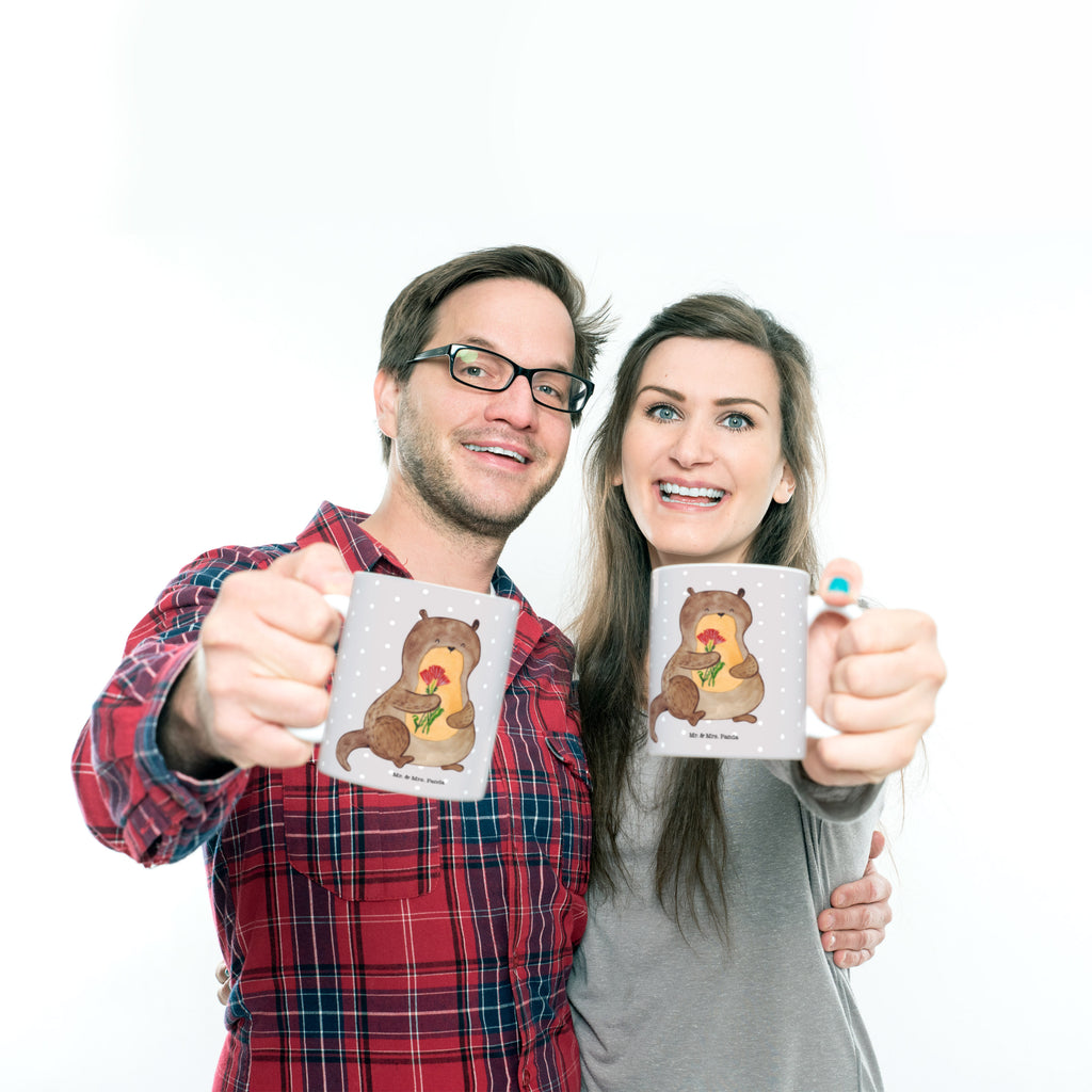 Tasse Otter Blumenstrauß Otter Seeotter See Otter Becher, Kaffeetasse, Kaffeebecher, Tee, Frühstück, Büro  Otter,  Fischotter,  Seeotter