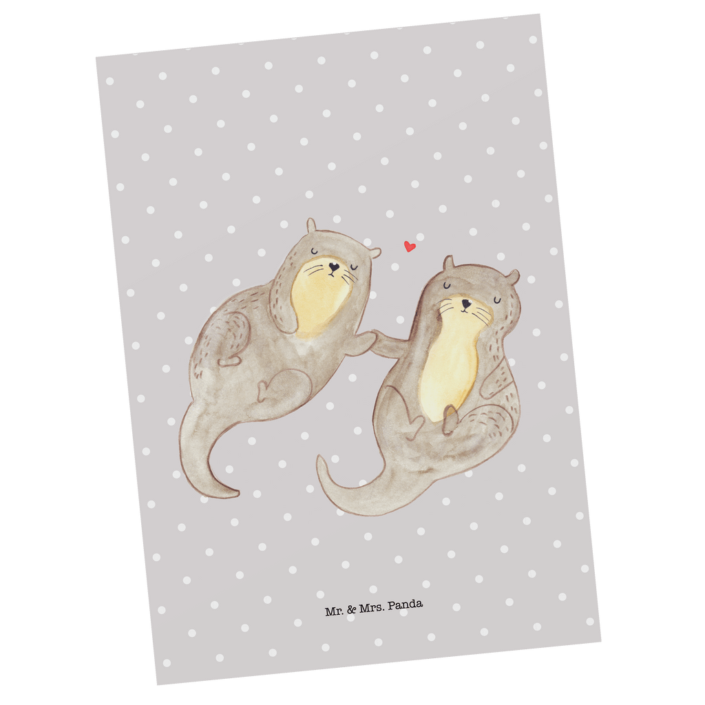 Postkarte Otter händchenhaltend Geschenkkarte, Grußkarte, Karte, Einladung, Ansichtskarte, Geburtstagskarte, Einladungskarte, Dankeskarte, Otter, Fischotter, Seeotter, Otter Seeotter See Otter