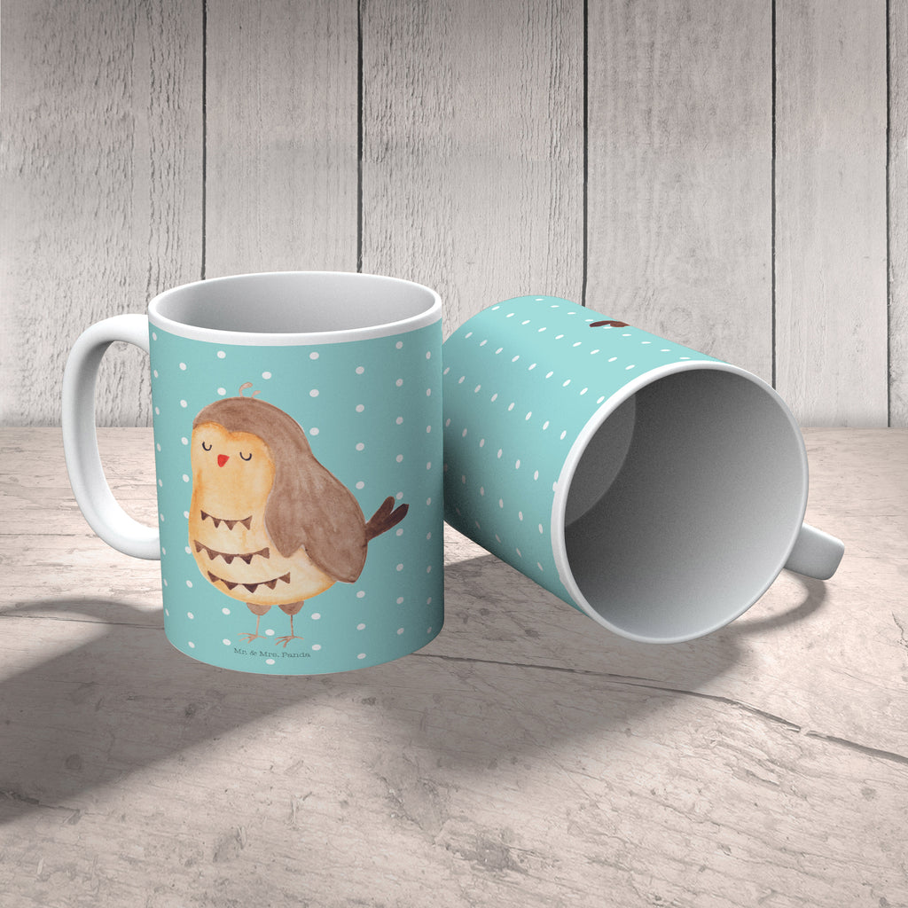 Tasse Eule Zufrieden Eule Spruch, Eule deko, Owl, Liebe Spruch, Romantisch, Wortspiel lustig, Spruch schön, Geschenk Hochzeitstag Becher, Kaffeetasse, Kaffeebecher, Tee, Frühstück, Büro  Eule