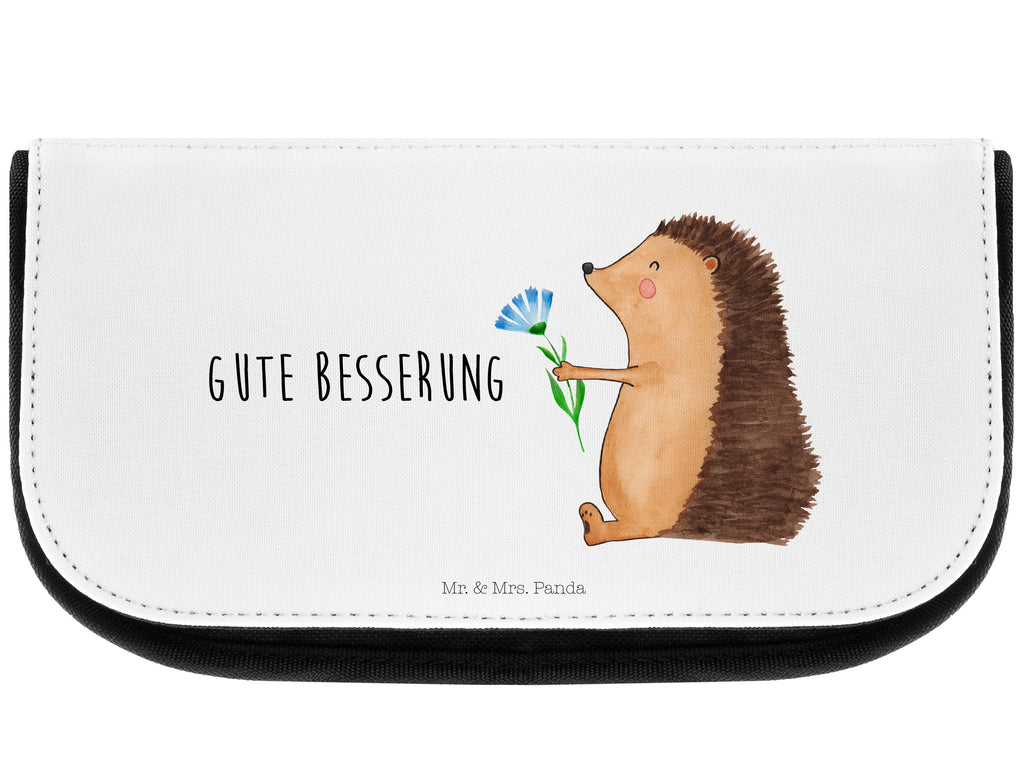 Kosmetiktasche Igel mit Blume Kosmetikbeutel, Kulturtasche, Kulturbeutel, Schminktasche, Make-Up Tasche, Tiermotive, Gute Laune, lustige Sprüche, Tiere, Igel, Gute Besserung, Genesungswünsche, Krankheit, Krankenhaus, krank, Besuch