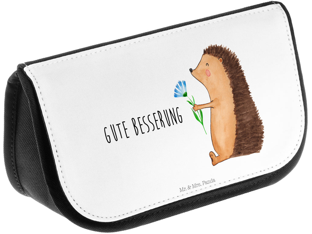 Kosmetiktasche Igel mit Blume Kosmetikbeutel, Kulturtasche, Kulturbeutel, Schminktasche, Make-Up Tasche, Tiermotive, Gute Laune, lustige Sprüche, Tiere, Igel, Gute Besserung, Genesungswünsche, Krankheit, Krankenhaus, krank, Besuch