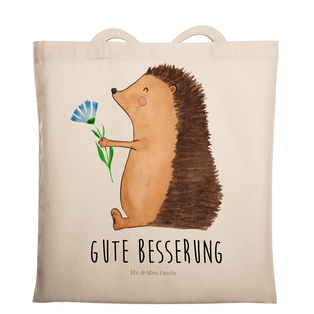 Tragetasche Igel mit Blume Beuteltasche, Beutel, Einkaufstasche, Jutebeutel, Stoffbeutel, Tiermotive, Gute Laune, lustige Sprüche, Tiere, Igel, Gute Besserung, Genesungswünsche, Krankheit, Krankenhaus, krank, Besuch