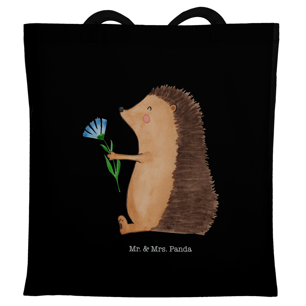 Tragetasche Igel mit Blume Beuteltasche, Beutel, Einkaufstasche, Jutebeutel, Stoffbeutel, Tiermotive, Gute Laune, lustige Sprüche, Tiere, Igel, Gute Besserung, Genesungswünsche, Krankheit, Krankenhaus, krank, Besuch