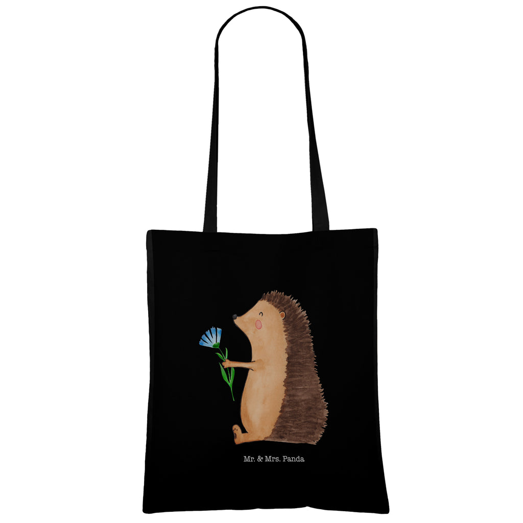 Tragetasche Igel mit Blume Beuteltasche, Beutel, Einkaufstasche, Jutebeutel, Stoffbeutel, Tiermotive, Gute Laune, lustige Sprüche, Tiere, Igel, Gute Besserung, Genesungswünsche, Krankheit, Krankenhaus, krank, Besuch